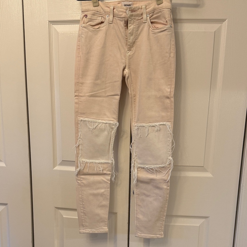 Hudson Jeans Light Pink Distressed Skinny Jeans